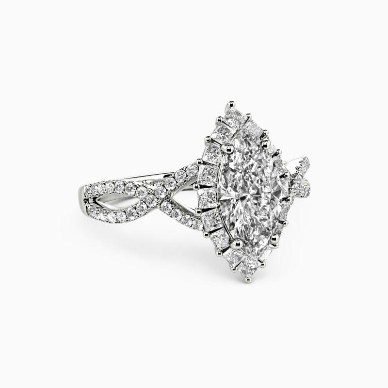 "Precious Love" Marquise Cut Halo Engagement Ring