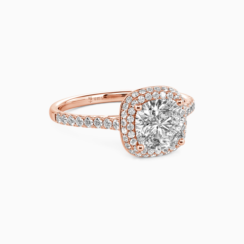 "Never Tear Us Apart" Cushion Cut Halo Engagement Ring