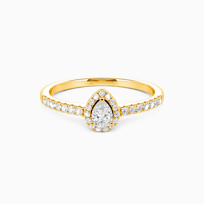 "With You by My Side" 0.3ct Pear Cut Halo Engagement Ring