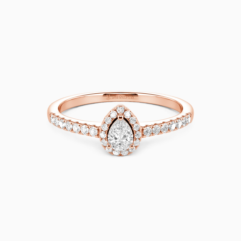 "Mit Dir an Meiner Seite" Halo Verlobungsring 0,8 ct Birnenschliff