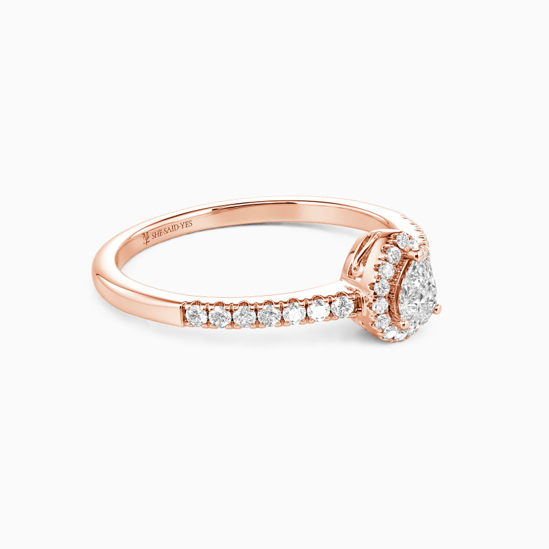 "Mit Dir an Meiner Seite" Halo Verlobungsring 0,8 ct Birnenschliff