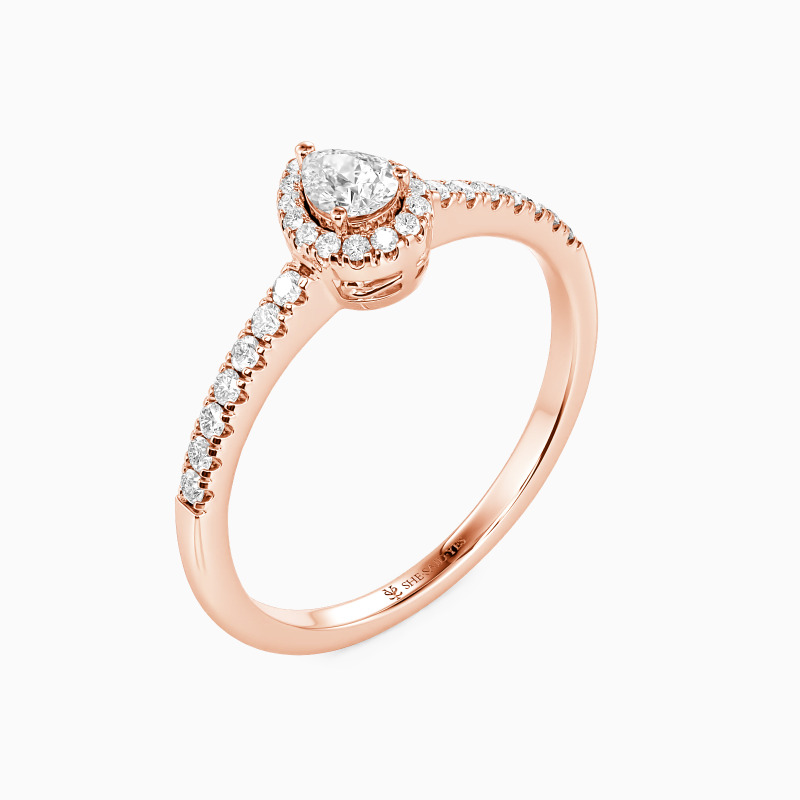 "Mit Dir an Meiner Seite" Halo Verlobungsring 0,8 ct Birnenschliff