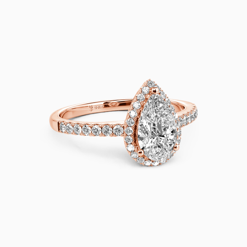 "Time After Time" Pear Cut Halo Engagement Ring