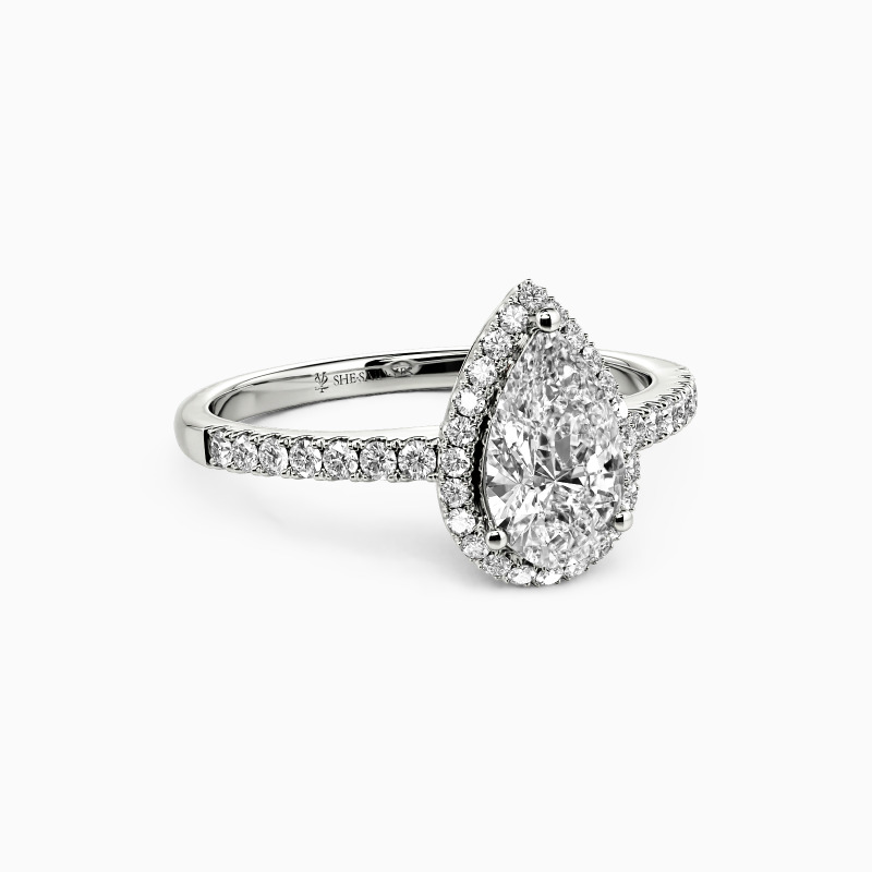 "With You by My Side" 1ct Pear Cut Halo Engagement Ring