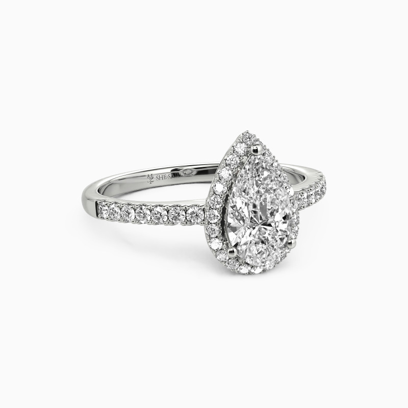 "With You by My Side" Pear Cut Halo Engagement Ring