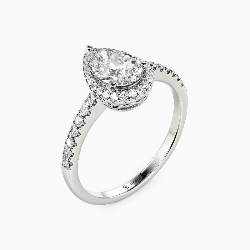 "With You by My Side" Pear Cut Halo Engagement Ring