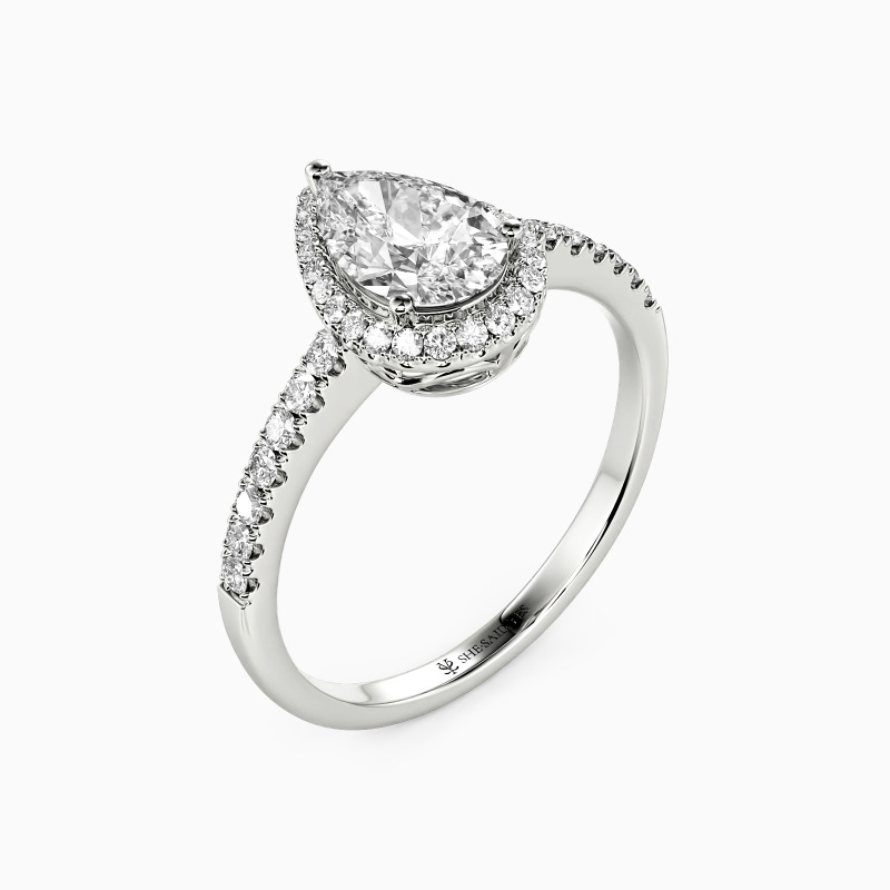 "With You by My Side" 1ct Pear Cut Halo Engagement Ring