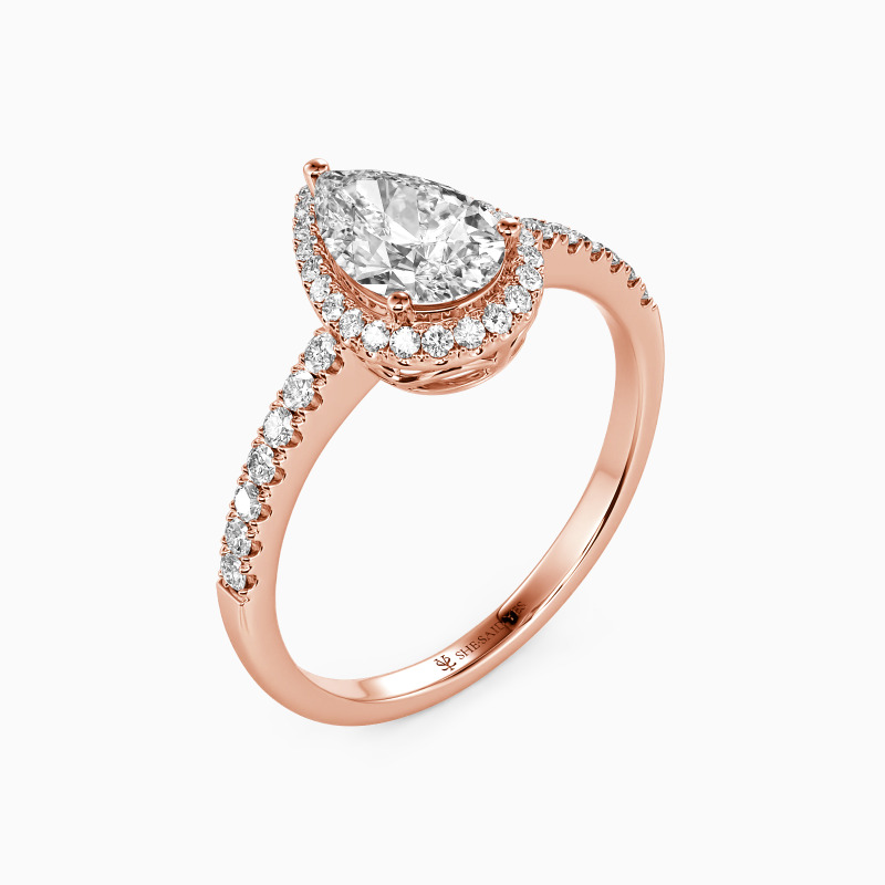 "With You by My Side" 1ct Pear Cut Halo Engagement Ring