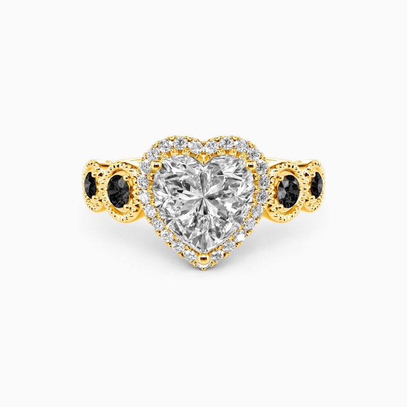 "Fluttering Heart" Heart Cut Halo Engagement Ring