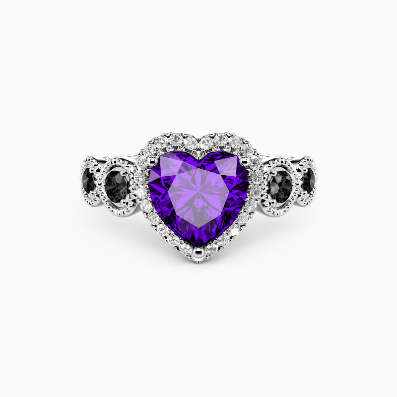 "Fluttering Heart" Heart Cut Halo Engagement Ring