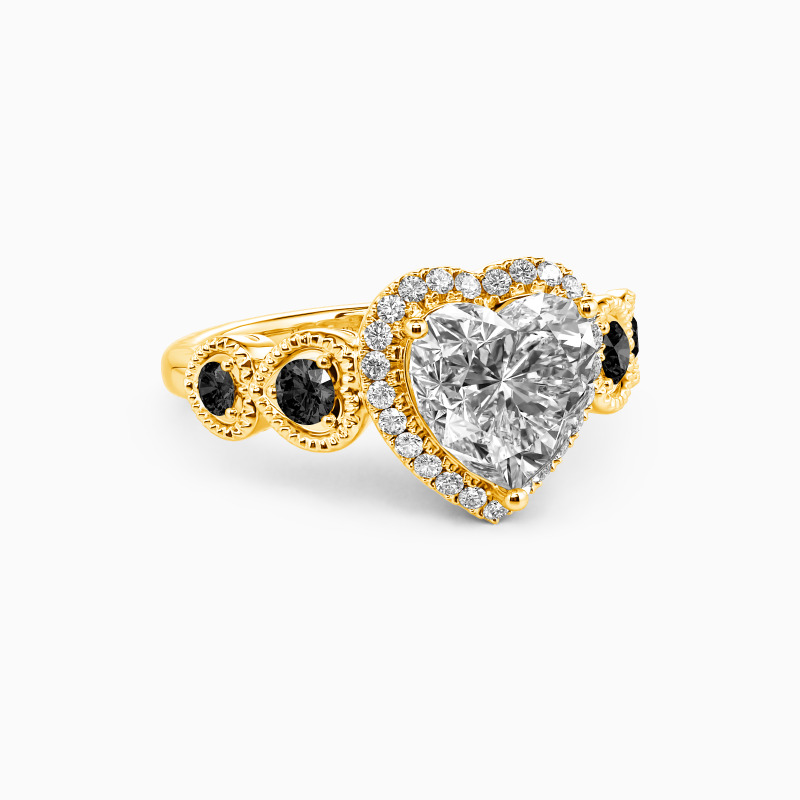 "Fluttering Heart" Heart Cut Halo Engagement Ring