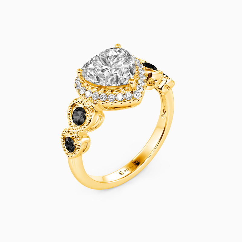 "Fluttering Heart" Heart Cut Halo Engagement Ring