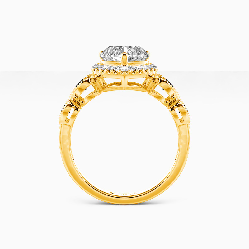 "Fluttering Heart" Heart Cut Halo Engagement Ring