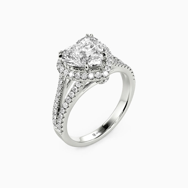 "Heart and Soul" Heart Cut Halo Engagement Ring