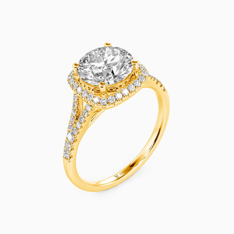 "Give Yourself To Me" Round Cut Halo Engagement Ring