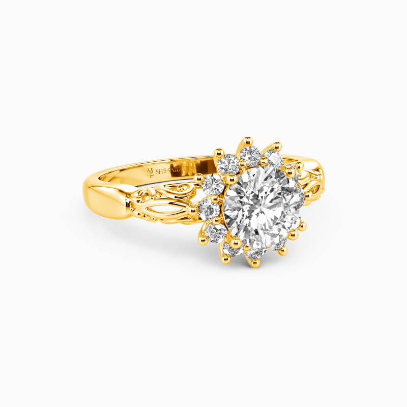 "Balmy You" Round Cut Halo Engagement Ring