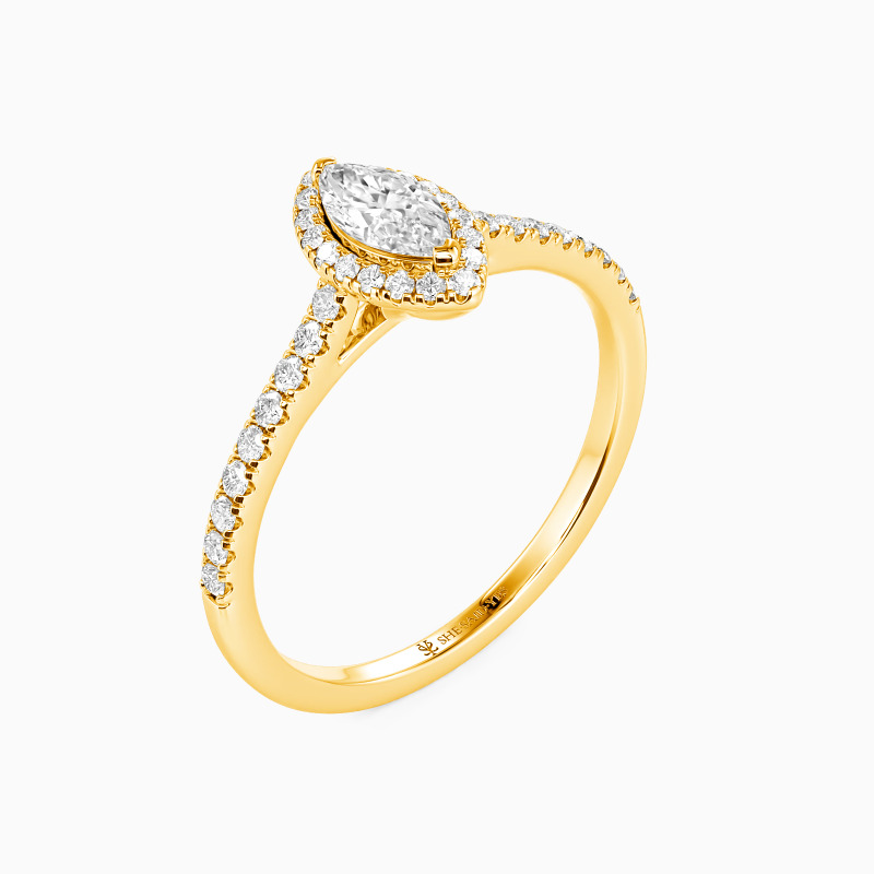 "Meine Wahre Liebe" Halo Verlobungsring 0,5 ct Marquisenschliff