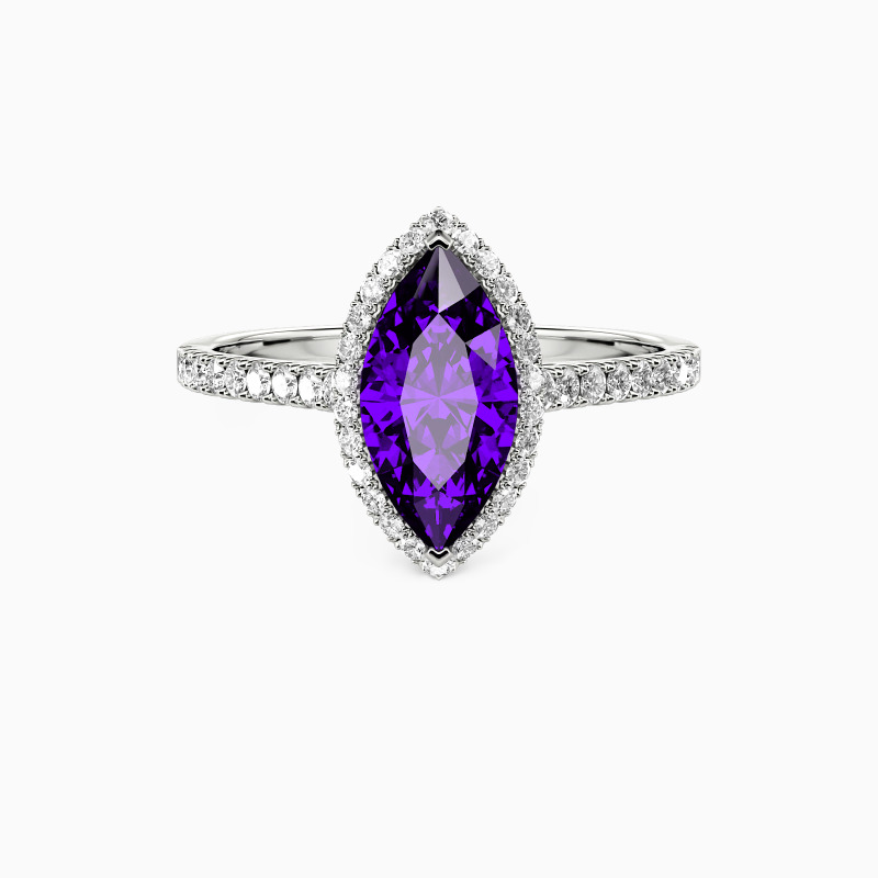"My True Love" 1ct Marquise Cut Halo Engagement Ring