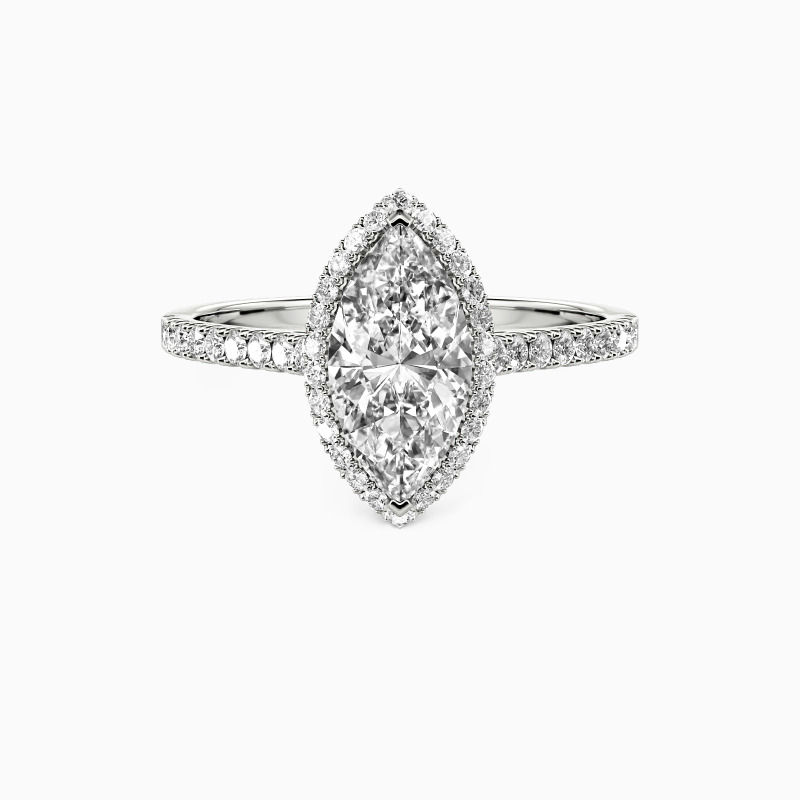 "My True Love" 1ct Marquise Cut Halo Engagement Ring