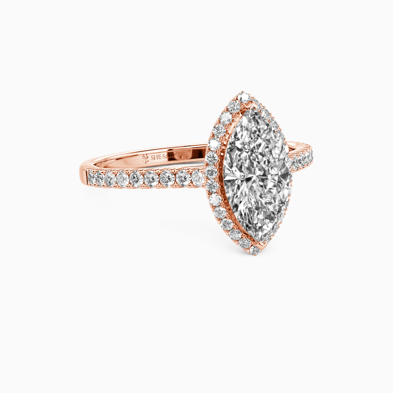 "My True Love" 1ct Marquise Cut Halo Engagement Ring