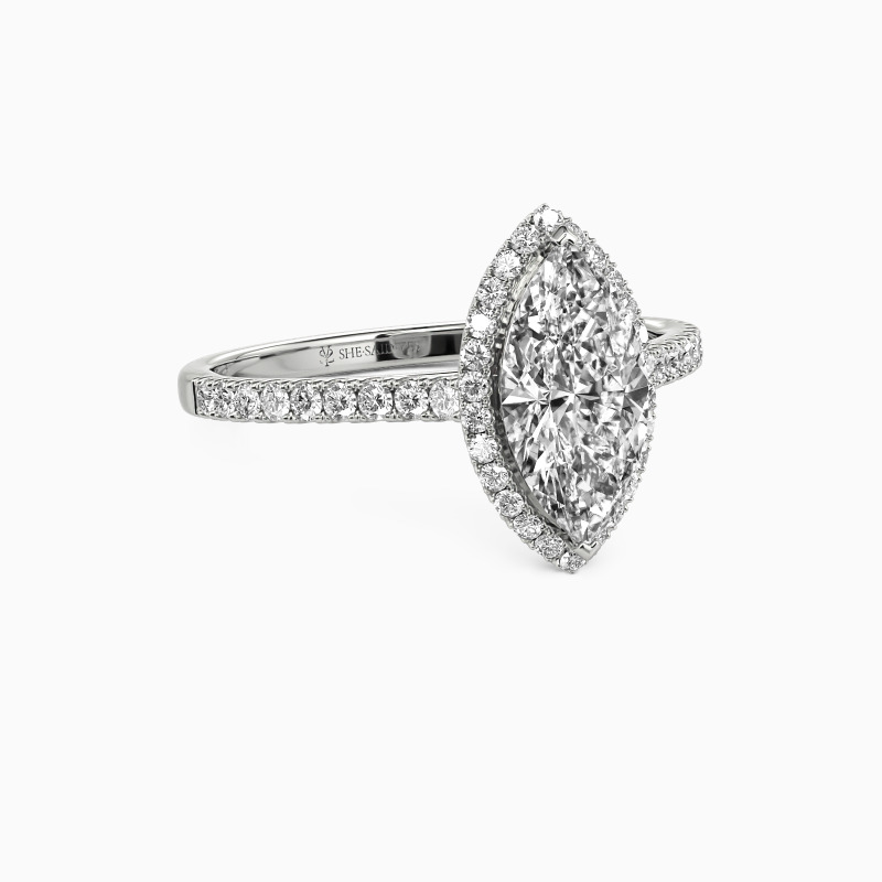 "My True Love" 1ct Marquise Cut Halo Engagement Ring