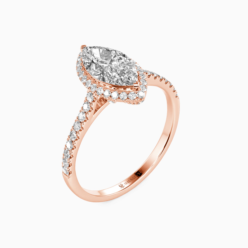 "My True Love" 1ct Marquise Cut Halo Engagement Ring