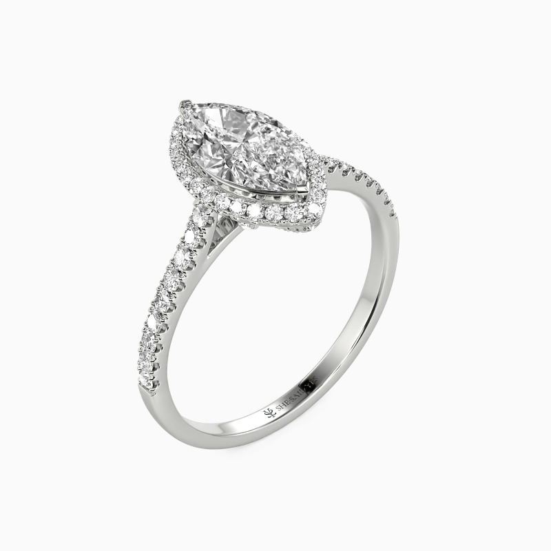 "My True Love" 1ct Marquise Cut Halo Engagement Ring