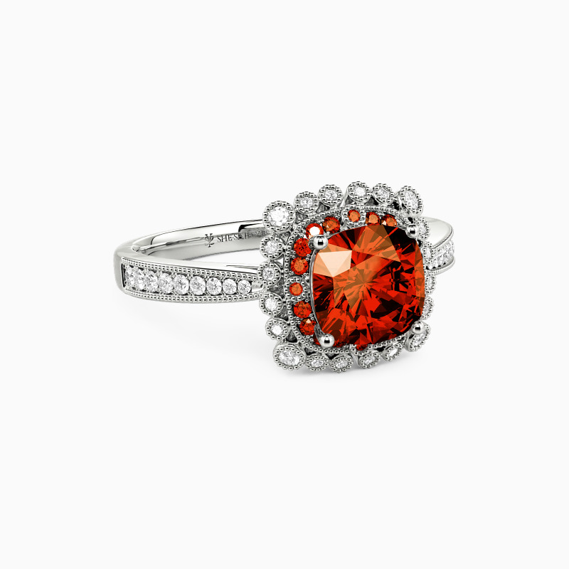"To Meet The Best" Cushion Cut Halo Engagement Ring
