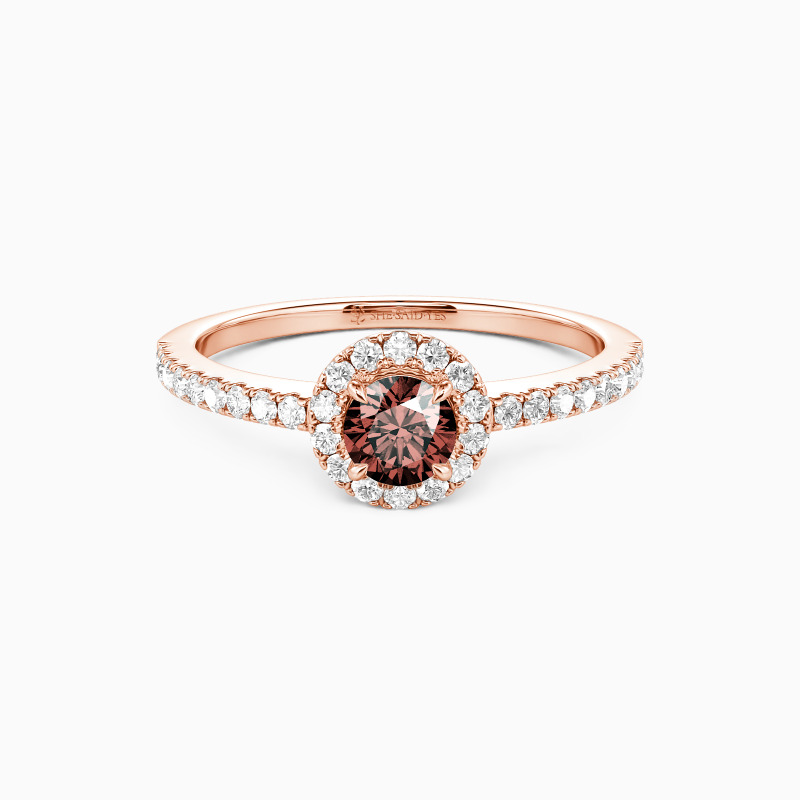 「二つの彩り」ラウンドブリリアントカット ヘイロー 婚約指輪 0.3ct