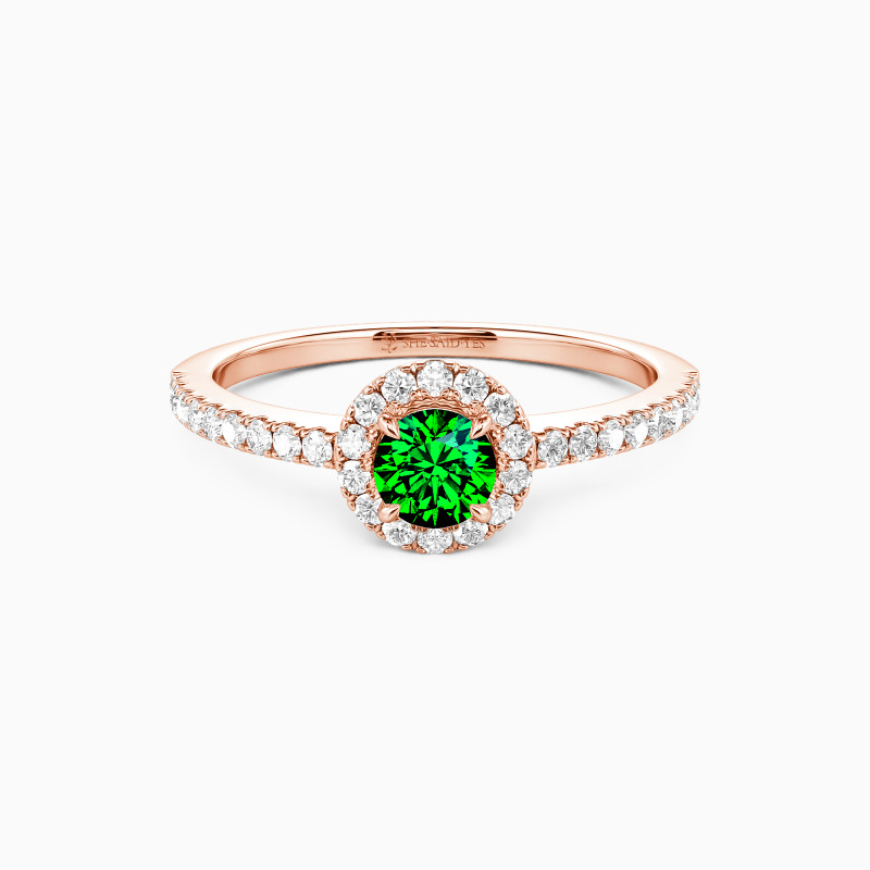 「二つの彩り」ラウンドブリリアントカット ヘイロー 婚約指輪 0.3ct