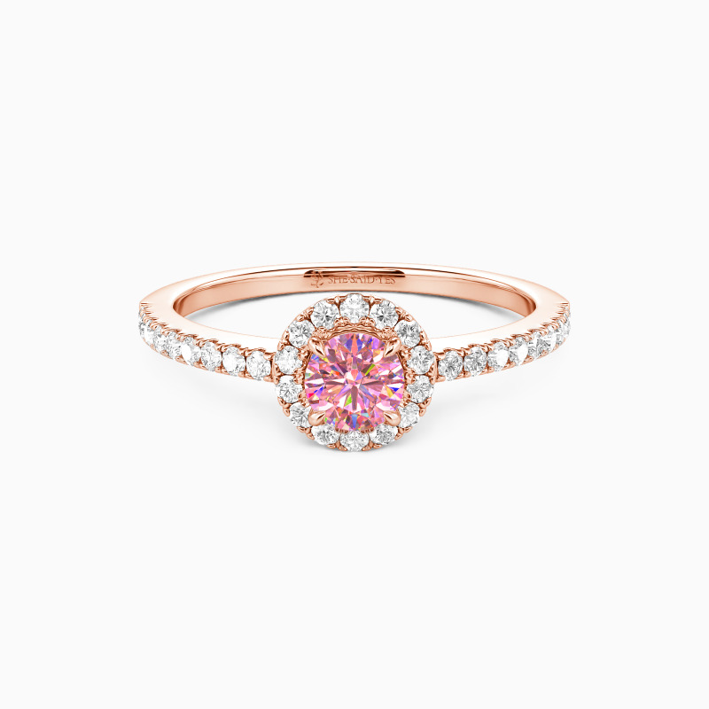 "Fall into Love" 0.3ct Round Cut Halo Engagement Ring