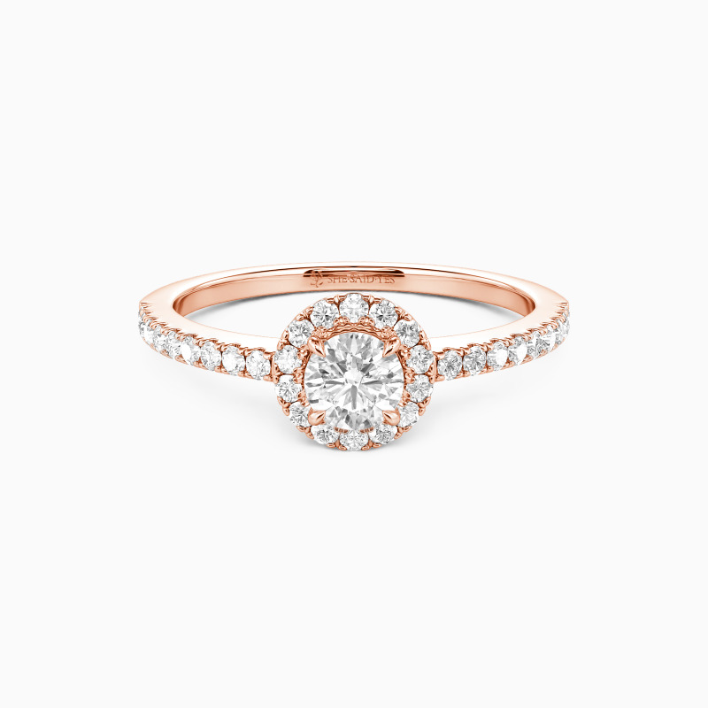 "Fall into Love" 0.3ct Round Cut Halo Engagement Ring