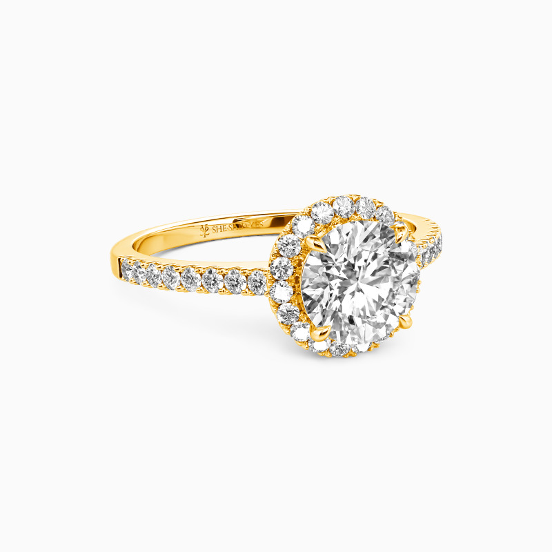 "Fall Into Love" Round Cut Halo Engagement Ring
