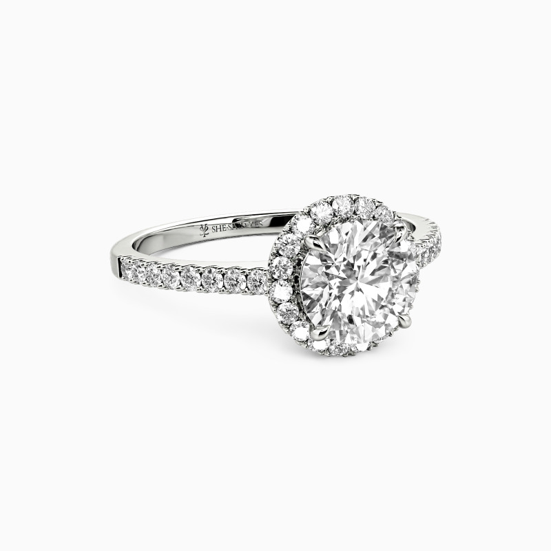 "Fall Into Love" Round Cut Halo Engagement Ring