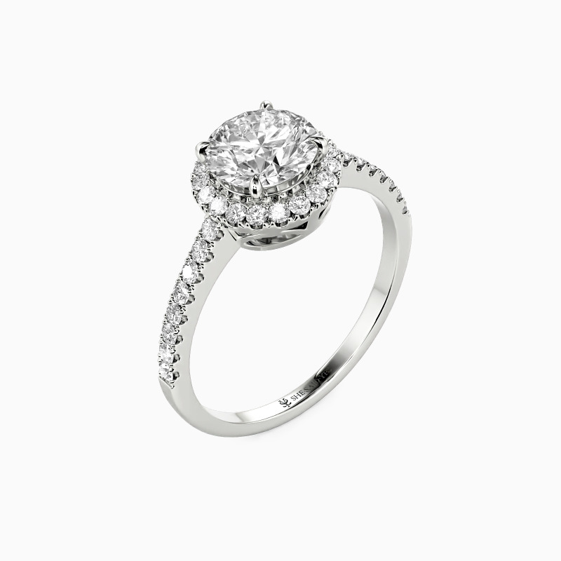 "Fall Into Love" Round Cut Halo Engagement Ring