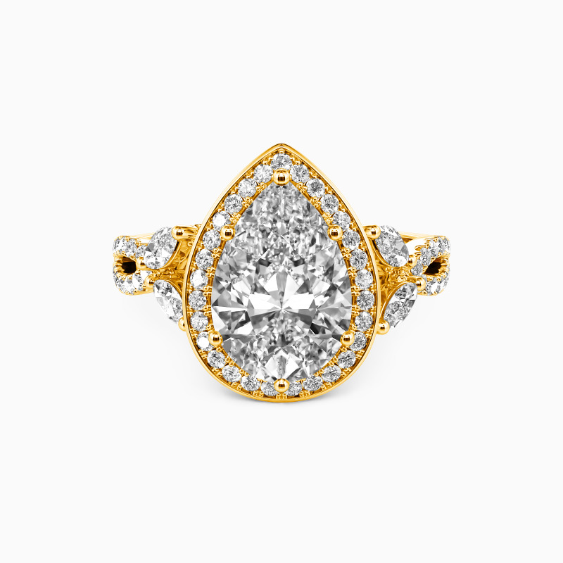 "Love Does Not Fade" Pear Cut Halo Engagement Ring