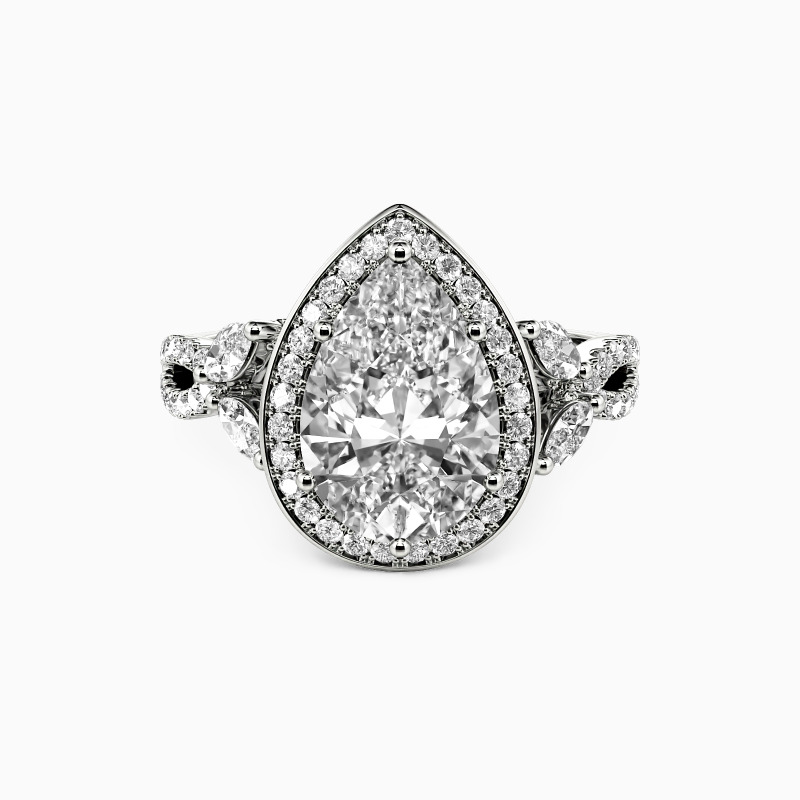 "Love Does Not Fade" Pear Cut Halo Engagement Ring