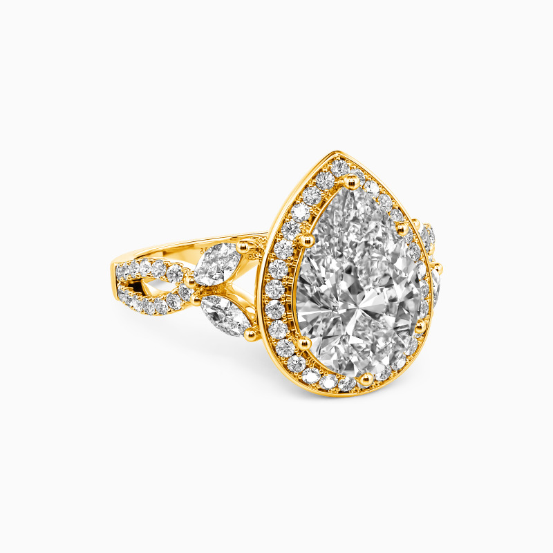 "Love Does Not Fade" Pear Cut Halo Engagement Ring