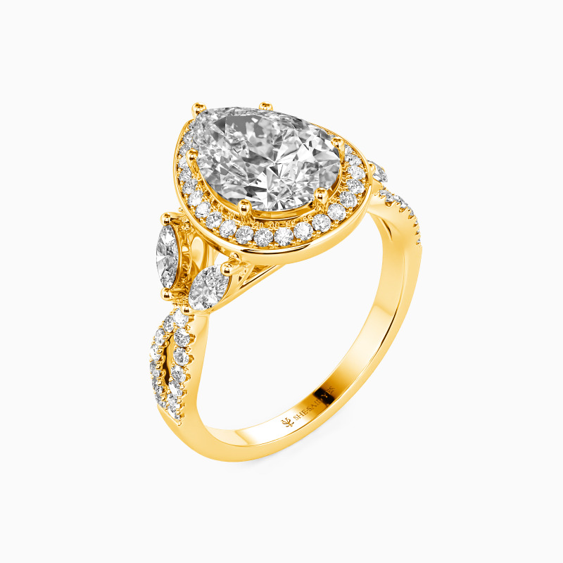 "Love Does Not Fade" Pear Cut Halo Engagement Ring