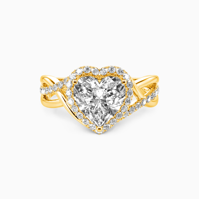 "Twirling My heart" Heart Cut Halo Engagement Ring
