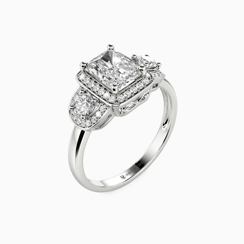 "A Promise Of Love" Emerald Cut Halo Engagement Ring