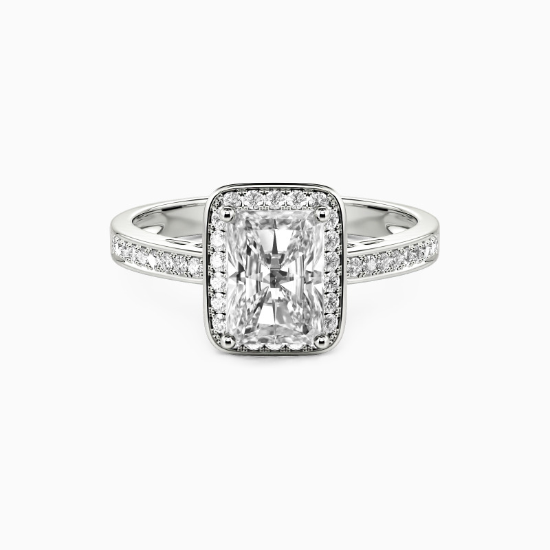 "We're In Love" Radiant Cut Halo Engagement Ring