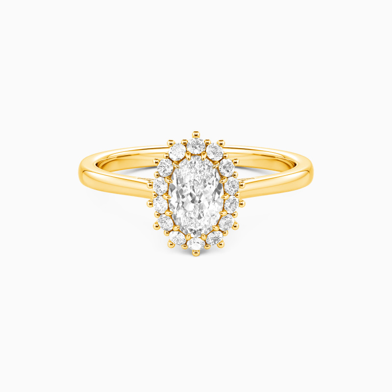 "Ewiges Licht in Meinem Leben" Halo Verlobungsring 0,5 ct Ovalschliff