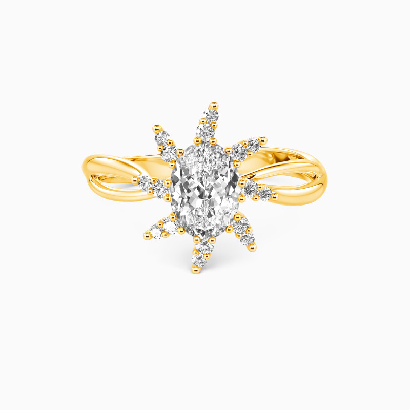 "My Little Sun" Oval Cut Cluster Halo Engagement Ring