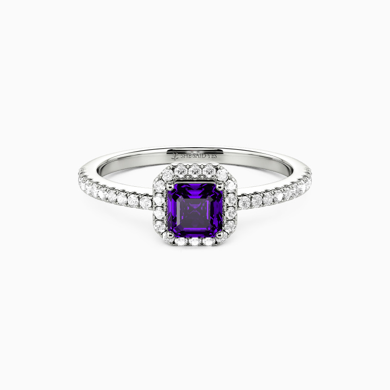 "Forever My Treasure" 0.35ct Asscher Cut Halo Engagement Ring