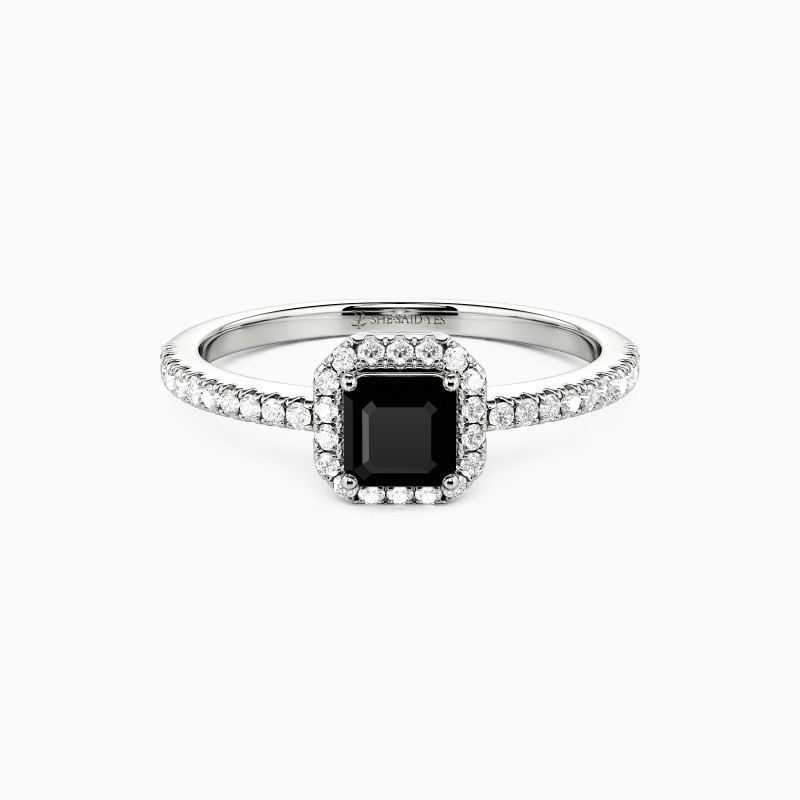 "Forever My Treasure" 0.35ct Asscher Cut Halo Engagement Ring
