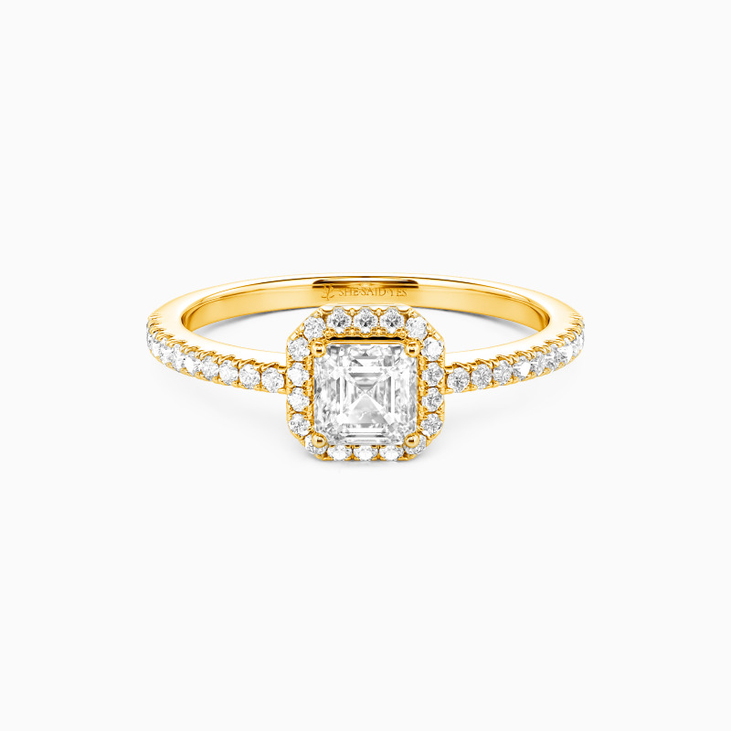 "Forever My Treasure" 0.5ct Asscher Cut Halo Engagement Ring