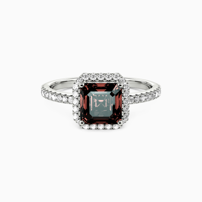 "Mon trésor pour toujours" Bague de fiançailles Asscher halo