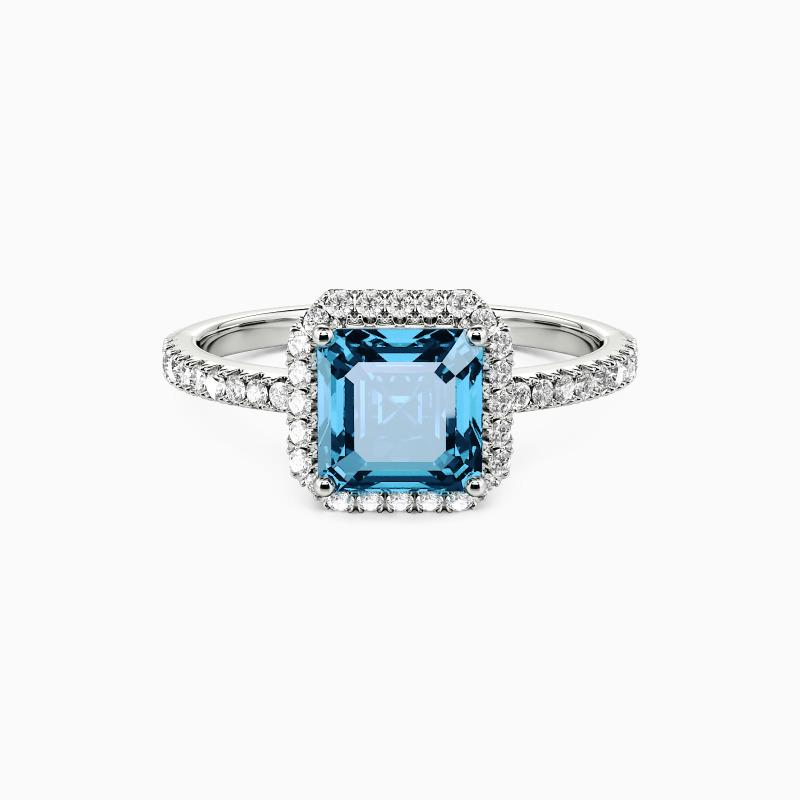 "Mon trésor pour toujours" Bague de fiançailles Asscher halo