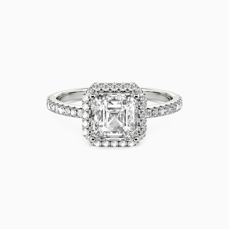 "Mon trésor pour toujours" Bague de fiançailles Asscher halo